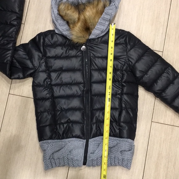 Winter puff jacket with sweater waist/hood w/fur - Picture 12 of 14